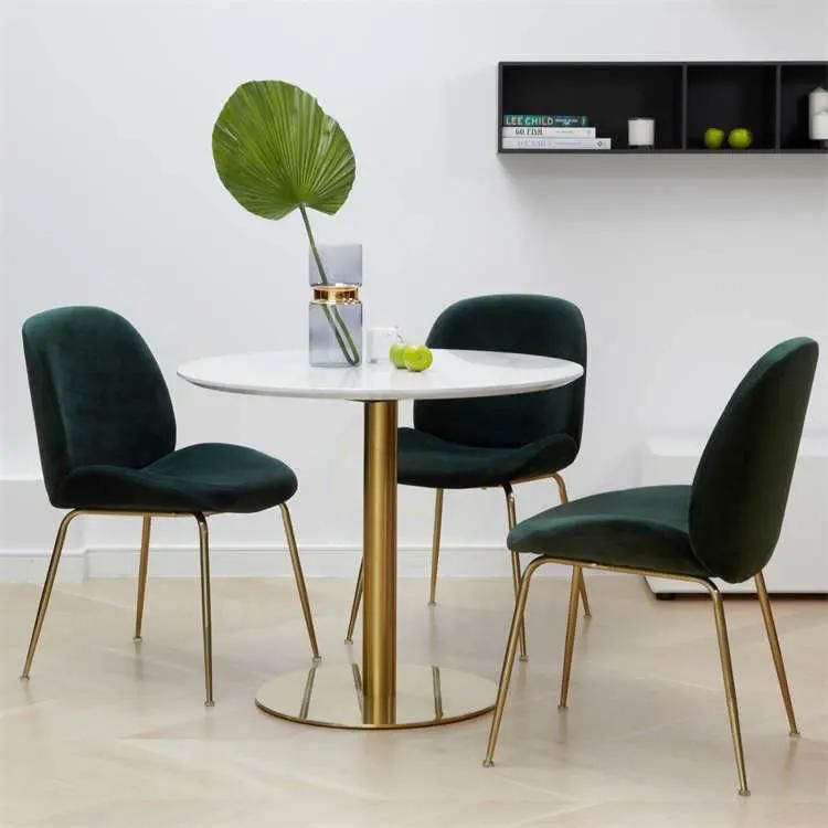 Dinning Room Furniture Restaurant Modern Design Green Upholstered Soft Fabric Velvet Dining Chairs with Powder Coated Legs