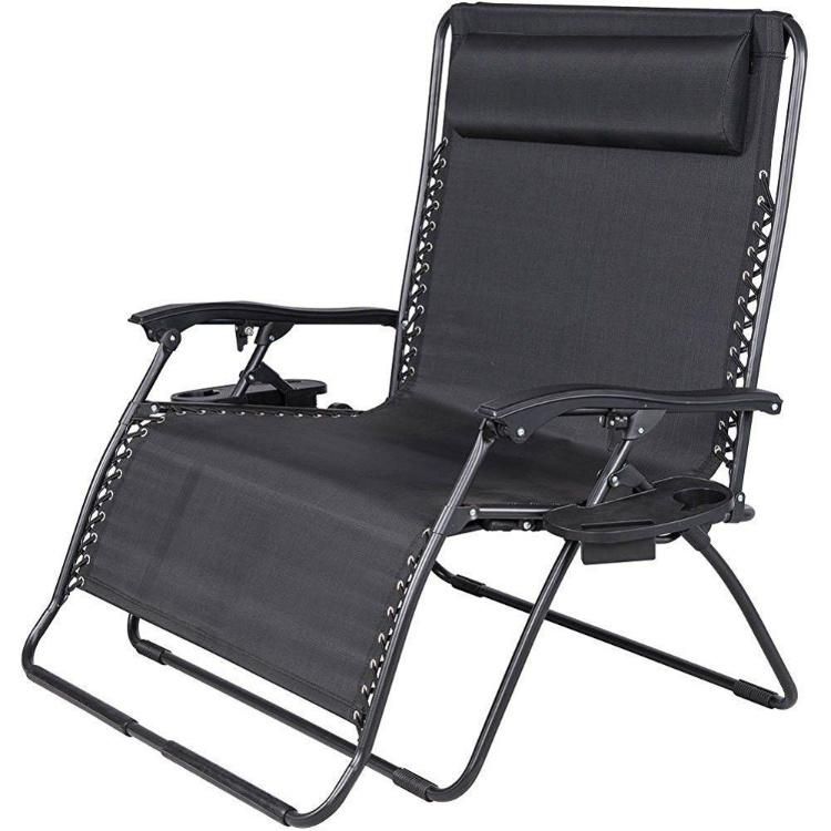 Zero Gravity Chair in Black Powder Coated Steel Frame Double Bungee Support