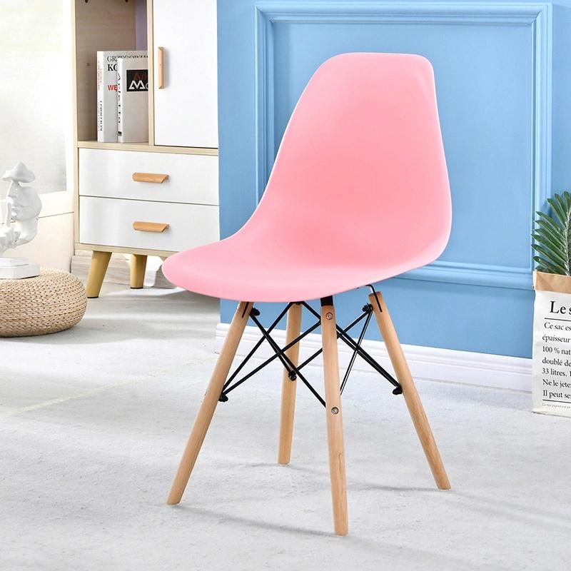 Furniture Wholesale Wooden Leg Dining Chair Yellow Plastic Nordic Eiffel Chair Dining Room Sets Wood Chairs