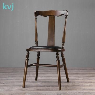 Kvj-7082 Traditional Chinese Teahouse Wooden High Back Dining Chair