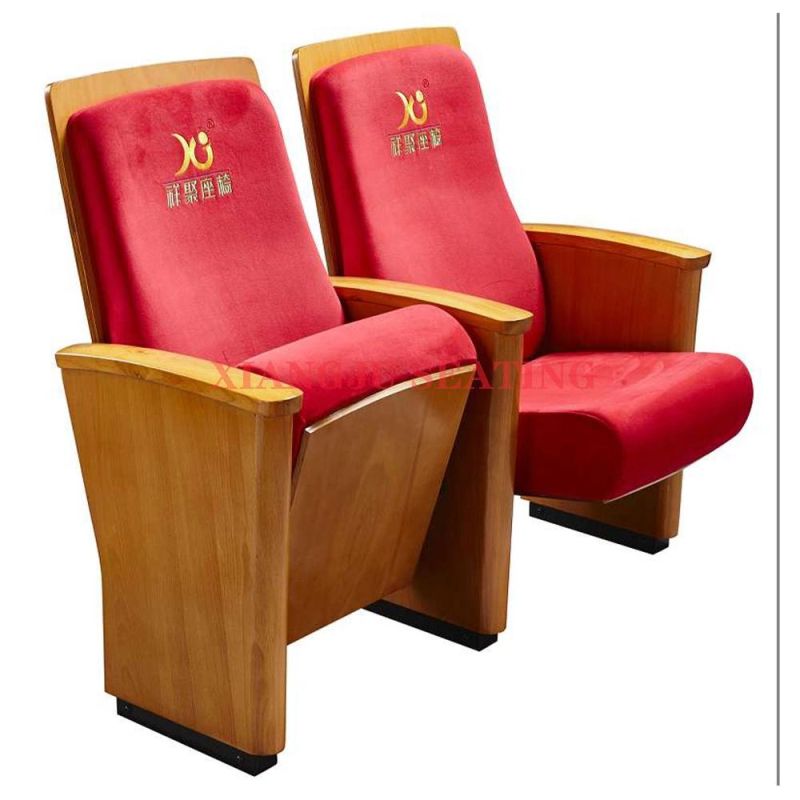 Hot Sale in Europe Cheap Iron Padded Upholstery Auditorium Church Chairs with Armrest