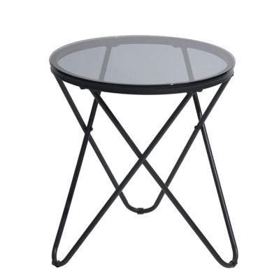 Nordic Home Outdoor Patio Furniture Glass Table Dining Table Coffee Table Side Table Sofa Table with Metal Frame