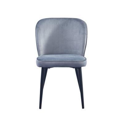 Quilted Design Blue Velvet Metal Chair Home Chair Dining Chair