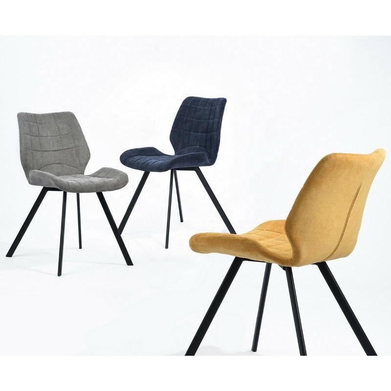 Modern Living Room Kitchen Comfy Fabric Dining Chair with Metal Leg