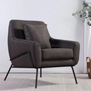 Home Use Furniture Sofa Chair Black Metal Frame Fabric Chair