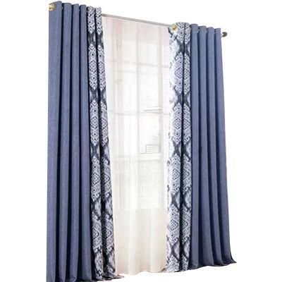 China Factory Supply Cheap Promotional Blue Elegant Design Printed Fabric Curtain