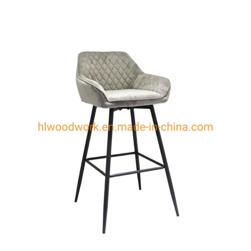 Modern High Quality Commercial Furniture Fabric Bar Stools/Barstool/High Bar Dining Chair Fabric Modern Bar Char, Metal Bar Chair