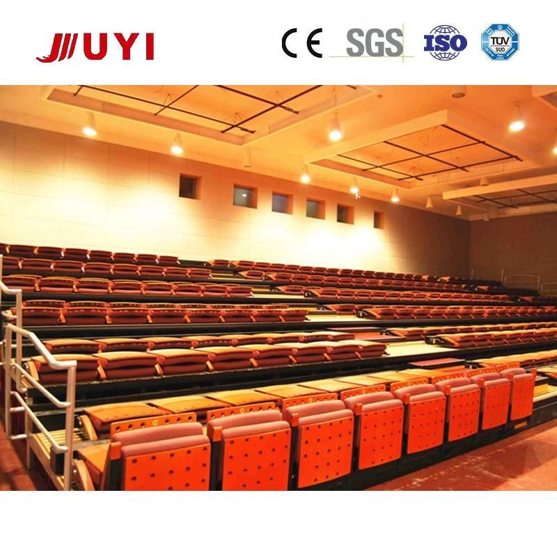 Electric Grandstand Telescopic Expand Bleacher Modern Factory Price Indoor Theater Bleacher Seating with Backs Fabric Seat with Wooden Shell Jy-780