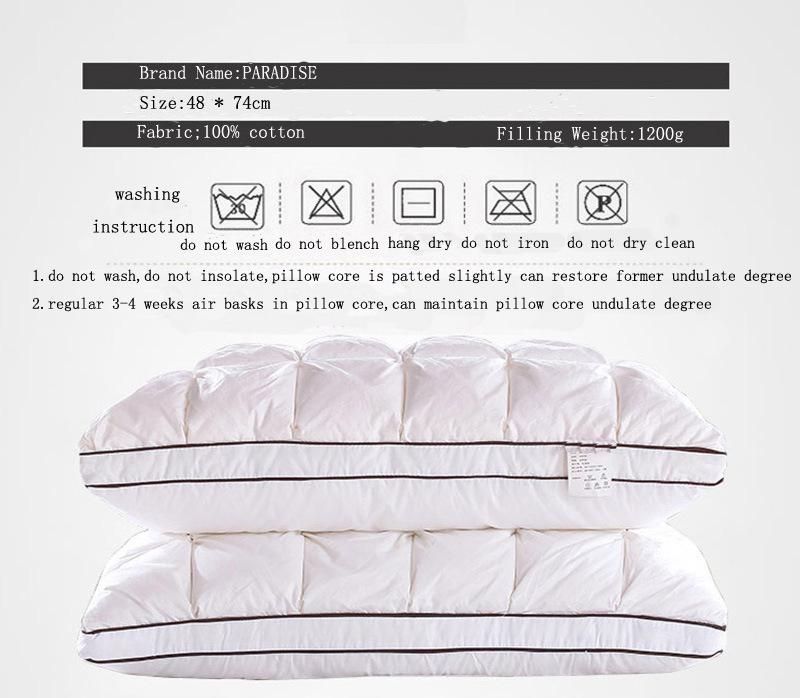 China Manufacture Down Proof Fabric Hold Hotel Pillow Bed Pillow