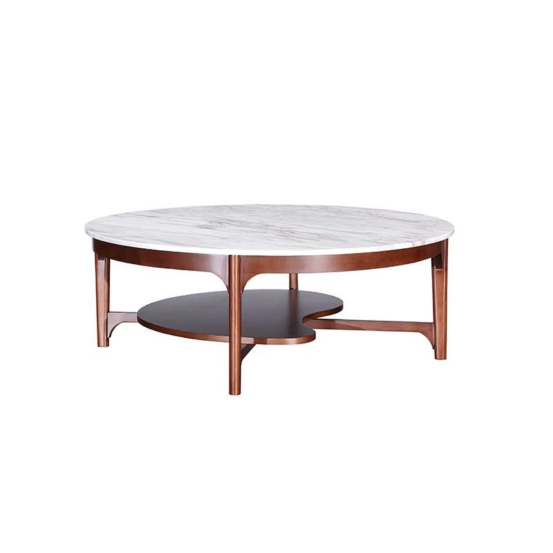 Zhida Accent Fashion Comfortable Living Room Home Furniture Natural Walnut Leg Round Tea Table Vintage Combination Coffee Table