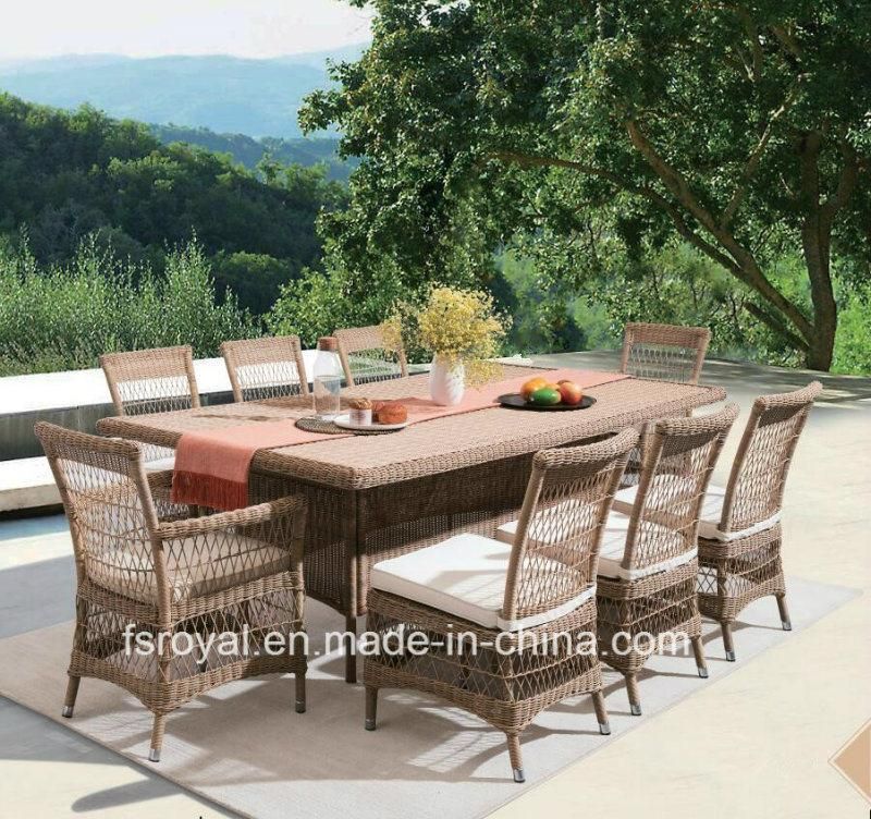 Modern Patio Garden Outdoor Rattan Furniture Resin Wicker Dining Table Chair Set