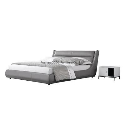 Modern Bedroom Furniture High Quality Gery Woven Fabric Bed