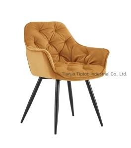 Factory Price Modern Home Furniture Restaurent Chair Living Room Velvet Fabric Metal Dining Chairs