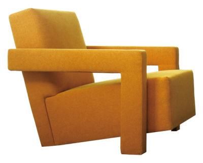 Modern Style Yellow Velvet Hotel Reception Arm Chair