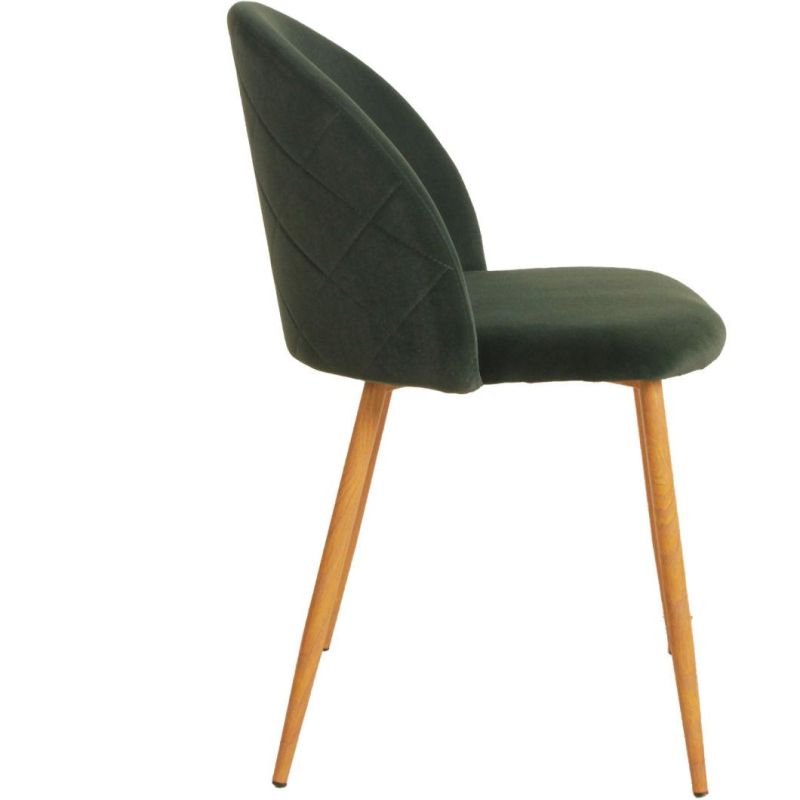 Blue Color Velvet Dining Chair with Wooden Legs