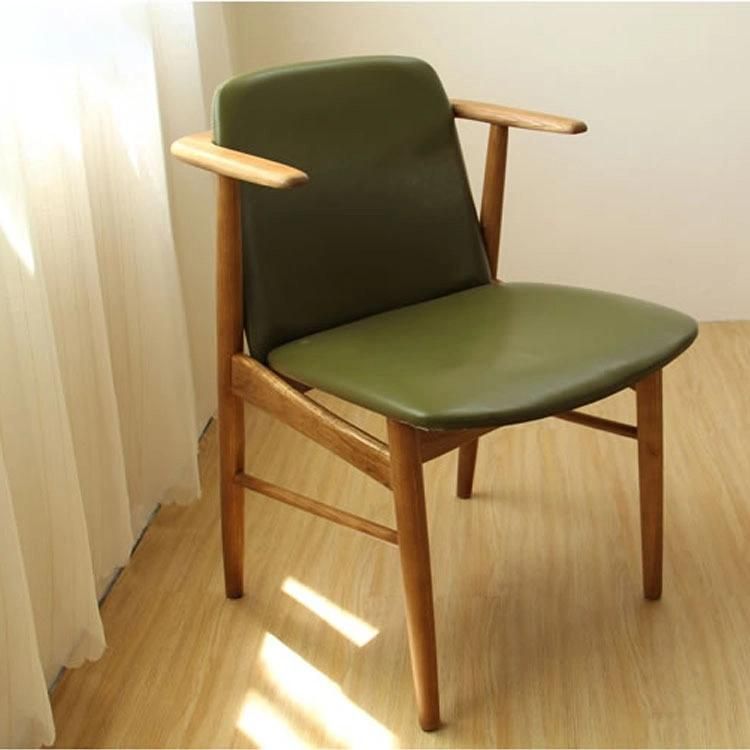Furniture Modern Furniture Chair Home Furniture Wooden Furniture Handmade Interior Design Velvet Green Upholstered Wooden Material Dining Room Chair with Arms