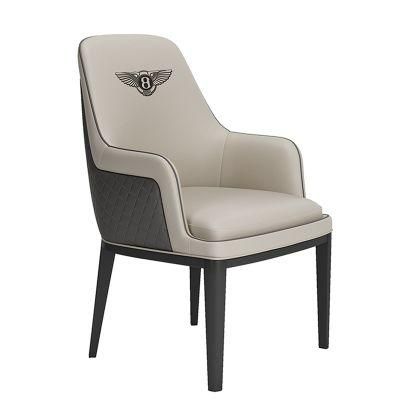 Nova Factory Customembroiderable Logo Dining Room Furniture Hotel Leather Dining Chair