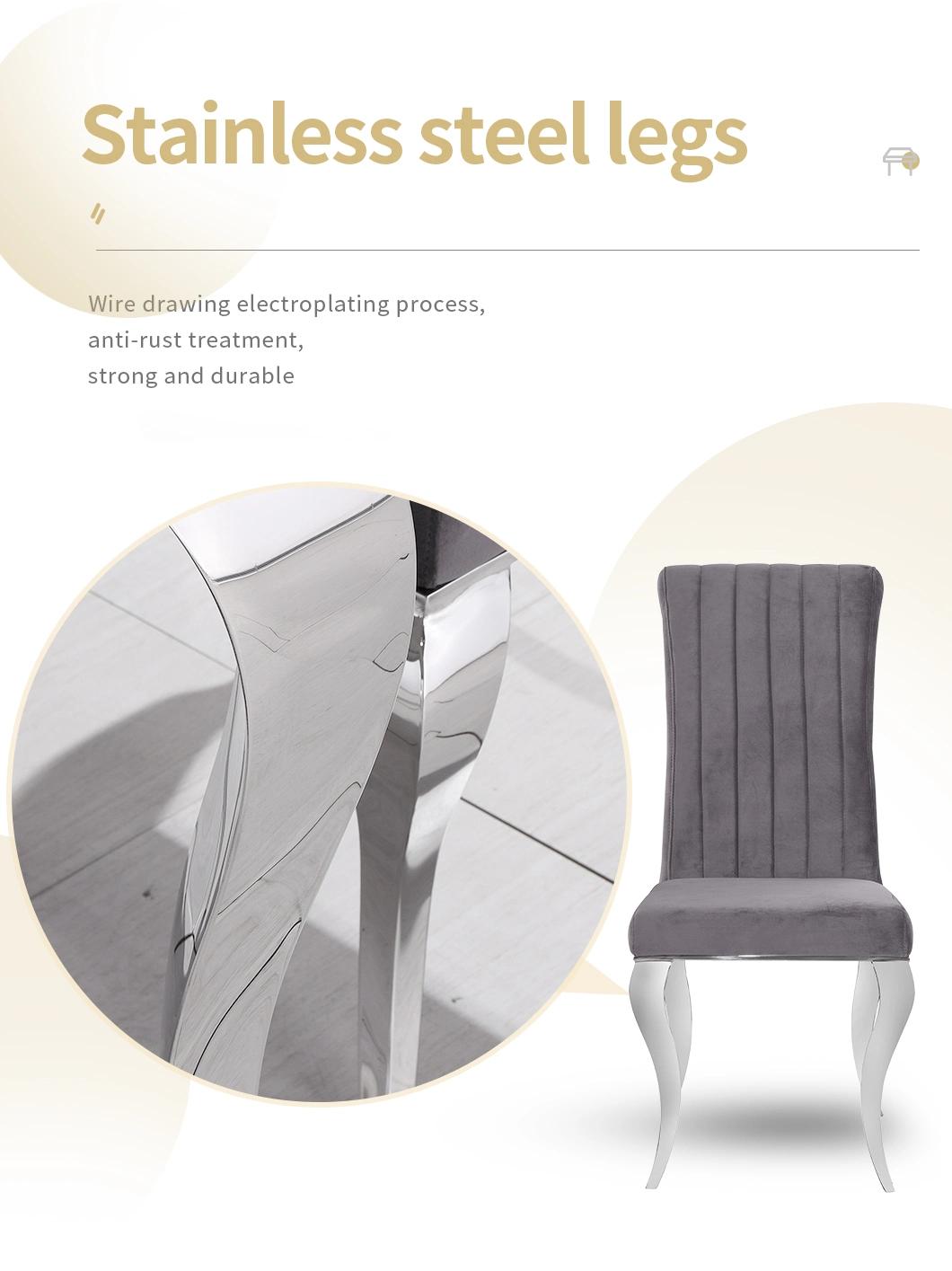 Factory Supply High Quality Golden Stainless Steel Frame Velvet Dining Chair