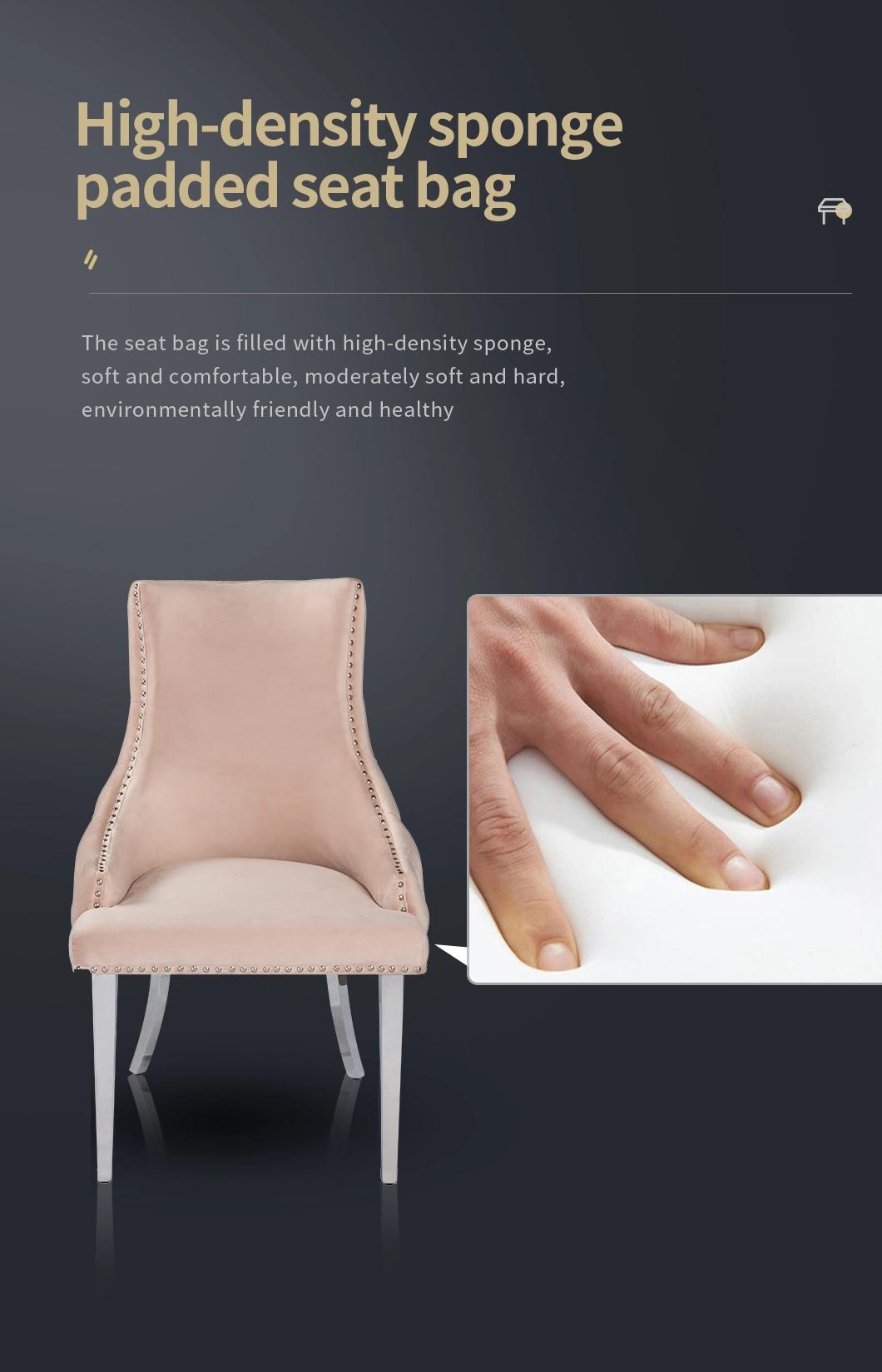 Wholesale Modern Velvet Fabric Upholstered Metal Gold Leg Dining Chairs