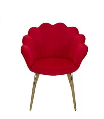 Furniture Coffee Hotel Luxury Upholstered Soft Back Velvet Fabric Dining Chair with Metal Legs