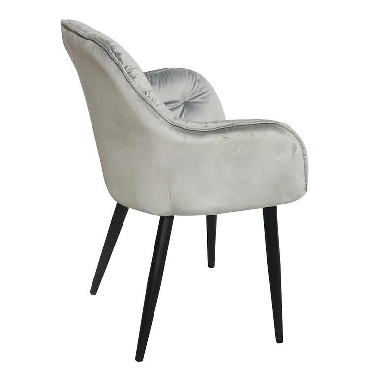 Europe Style of Luxury Upholstered Soft Back Velvet Fabric Dining Chair with Metal Legs