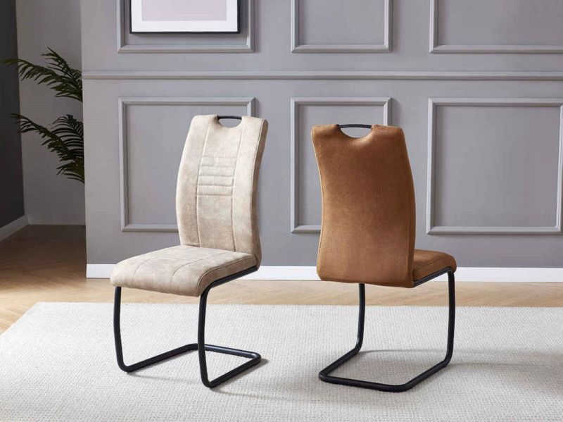 Modern Dining Chairs with High Backrest Black Metal Legs