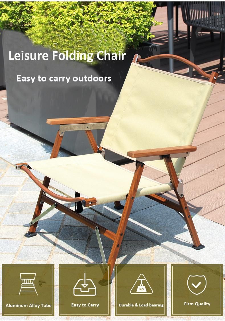 Made of Breathable and Durable Fabric Excellent in Waterproof Lightweight Wood Grain Aluminum Chair