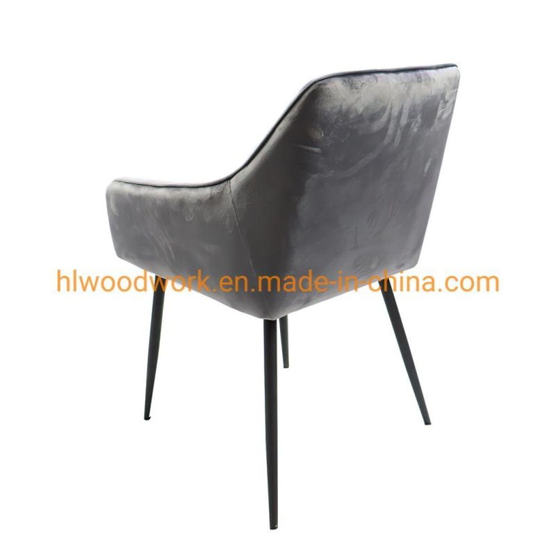 Living Room Furniture Wholesale Factory Home Furniture Fabric Steel Tube Leg Metal Dining Chair Dining Room Furniture Luxury Metal Legs Upholstered Dining Chair