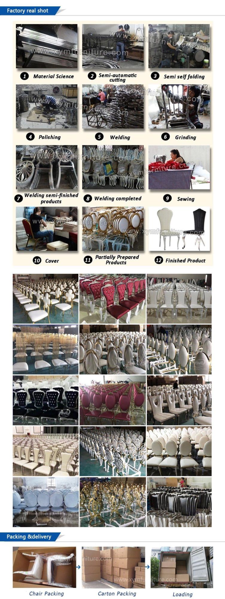 Modern Stackable Event Party Stainless Steel Gold Wedding Chair for Rental