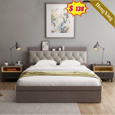 Chinese Style Home Hotel Bedroom Furniture Set MDF Wooden King Queen Bed Massage Double Bed Wall Bed (UL-21LV0587)