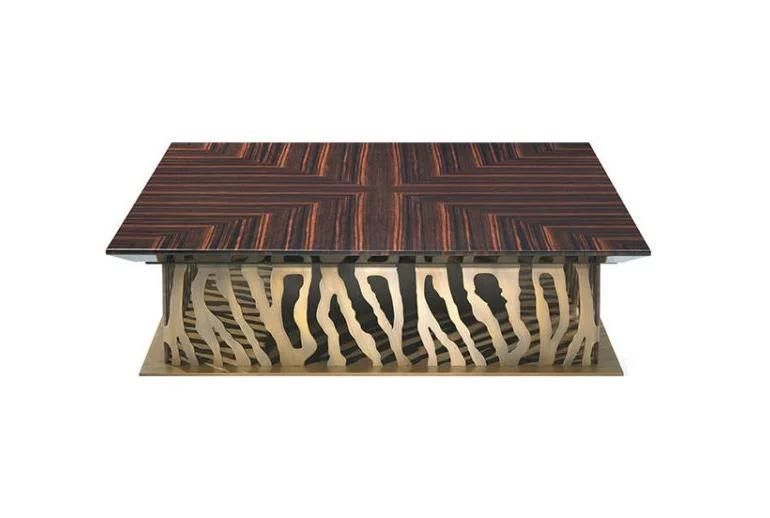 High Quality Living Room Furniture Center Table Villa Hotel Modern Wooden Top Luxury Golden Metal Coffee Tea Table