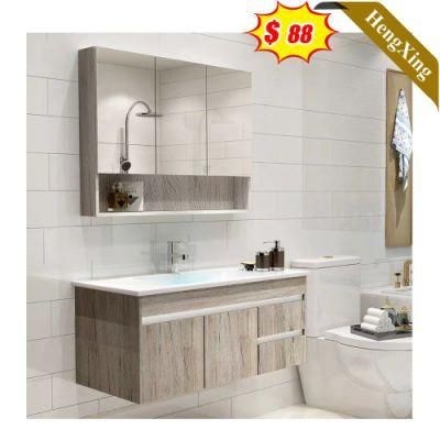 Wall Mounted Bathroom Vanity Cabinet with Oak Wood and Glass Mirror
