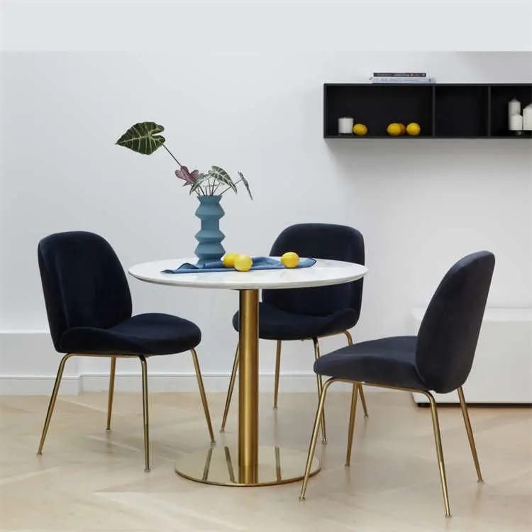 Dinning Room Furniture Restaurant Modern Design Green Upholstered Soft Fabric Velvet Dining Chairs with Powder Coated Legs