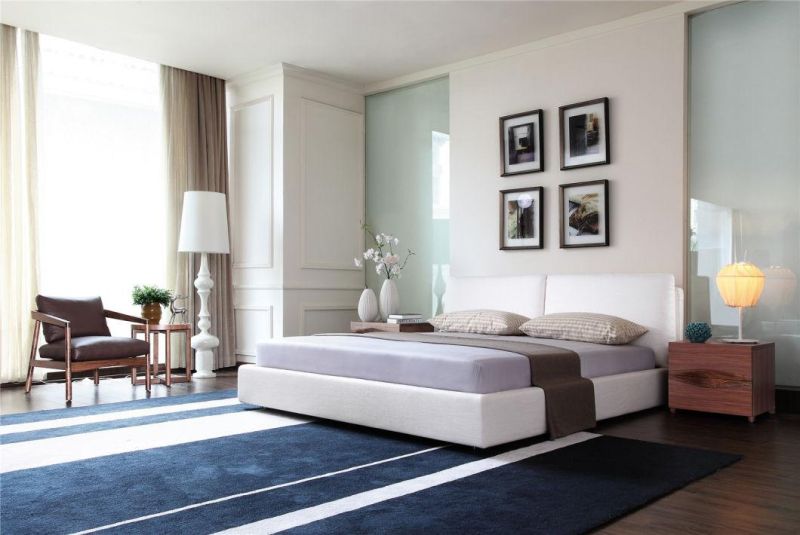 Modern Italian Brand Design Bedroom Furniture Fabric King Queen Size Bed Bedding Set for Hotel Villa Apartment Bedroom Furniture