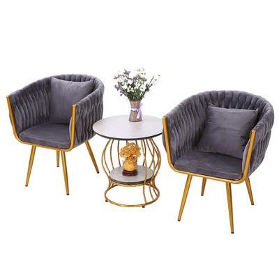 Modern Chairs Set Metal Frame Linen Fabric Durable &amp; Stable Elegant Wide Weave Soft Cushion Chair for Dining Room Dining Chair