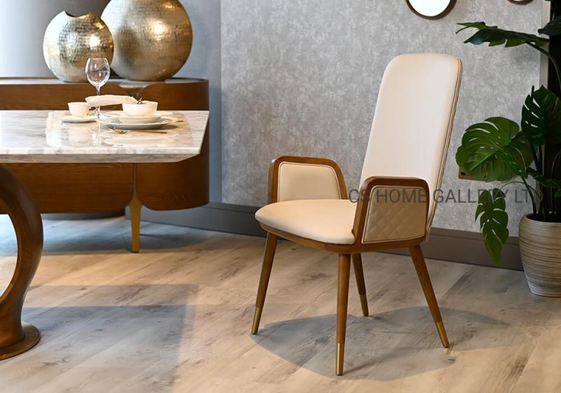 Wooden Dining Room Furniture Modern Luxury Indoor PVC Restaurant Dining Chair for Hotel