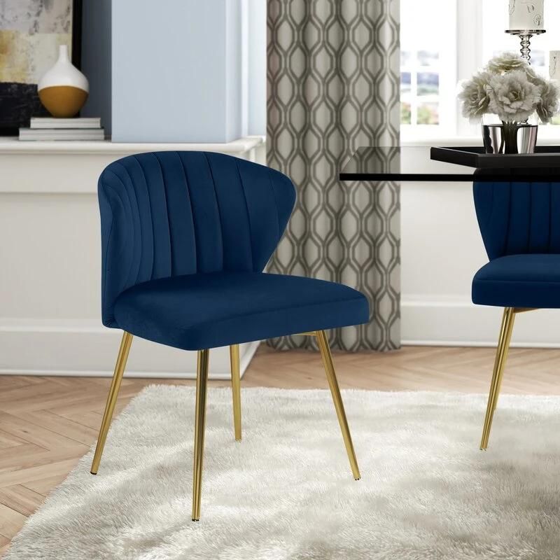 Wholesale Home Furniture Upholstery Velvet Dining Chairs with Gold Leg