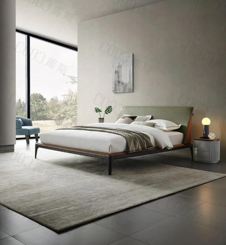 Luxury Design Italian Bedroom Furniture King Size Beds Nappa Leather Double Upholstried Bed Frame