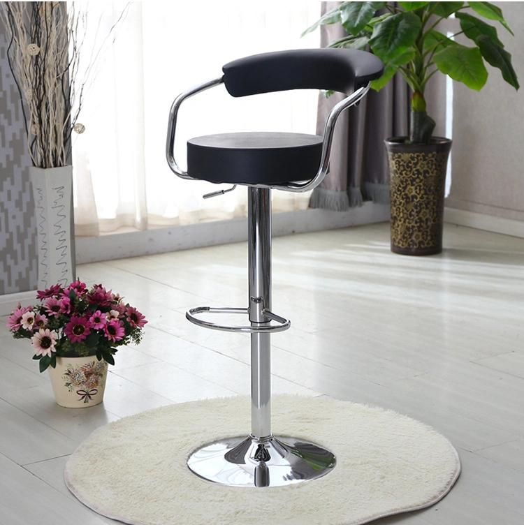 Cheap Modern Chairs PU Seat Bar Stool Adjustable Chrome Bar Chair with Backrest