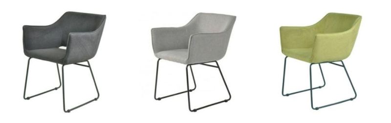 Luxury Design Fabric Modern Vintage PU Dining Chairs with Metal Legs