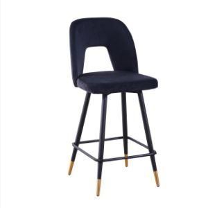 Modern Design Velvet Bar Chair Metal Frame Bar Chair