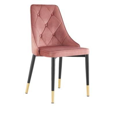 2022 Grey Metal Velvet Armrest Dining Chair for Living Dining Room Furniture