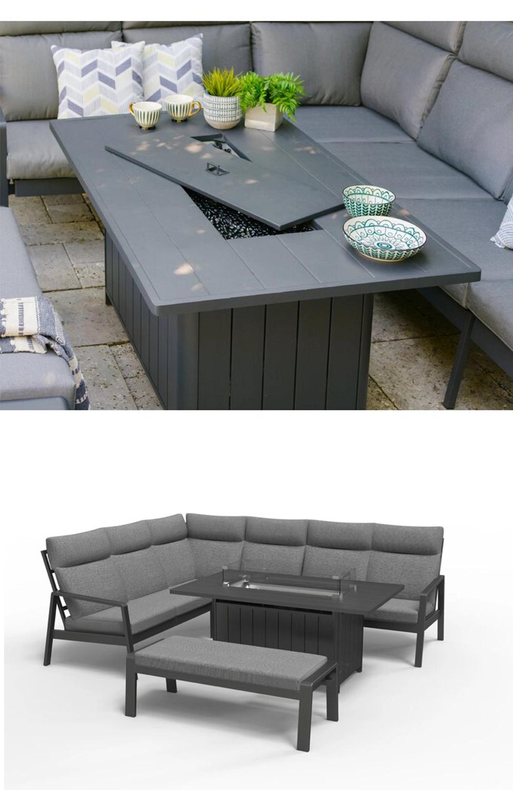 Best Price of Aluminum Dining Sofa Metal Grill Gas Fire Pit Table and Chair Set Outdoor Garden Furniture