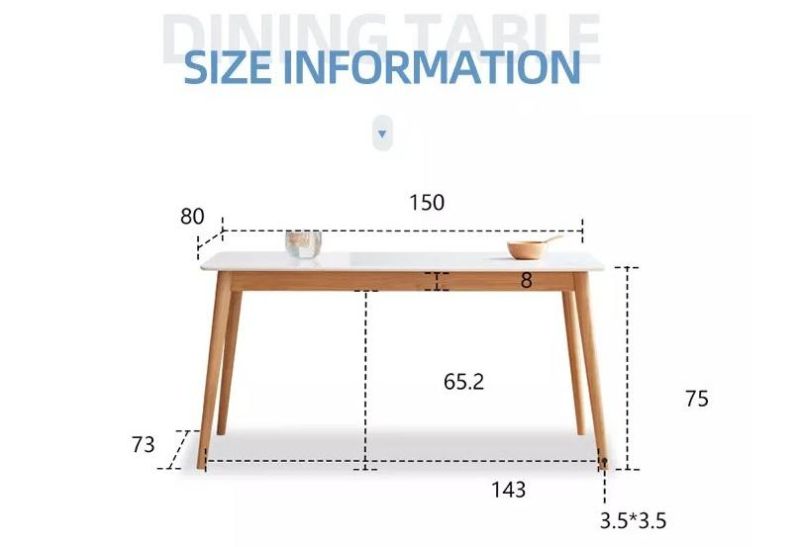 Furniture Modern Furniture Table Home Furniture Wooden Furniture Wholesale Contemporary Room Custom Rectangle White Marble Top Dining Table with Solid Wood Legs