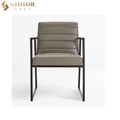 Modern Grey Metal Legs PU Leather Upholstery Restaurant Chair Customized