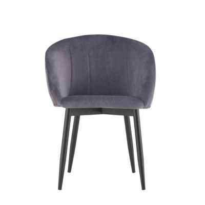 OEM Wholesale Elegant Dining Chair Metal Leg Soft Velvet Fabric Dining Room Chair