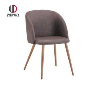 New Design Hot Sale Luxury Dining Room Furniture Velvet Fabric Dining Chairs with Texture Metal Legs
