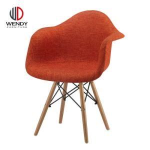 Home Furniture Coffee Hotel Luxury Upholstered Soft Back Velvet Fabric Dining Chair with Wooden Legs