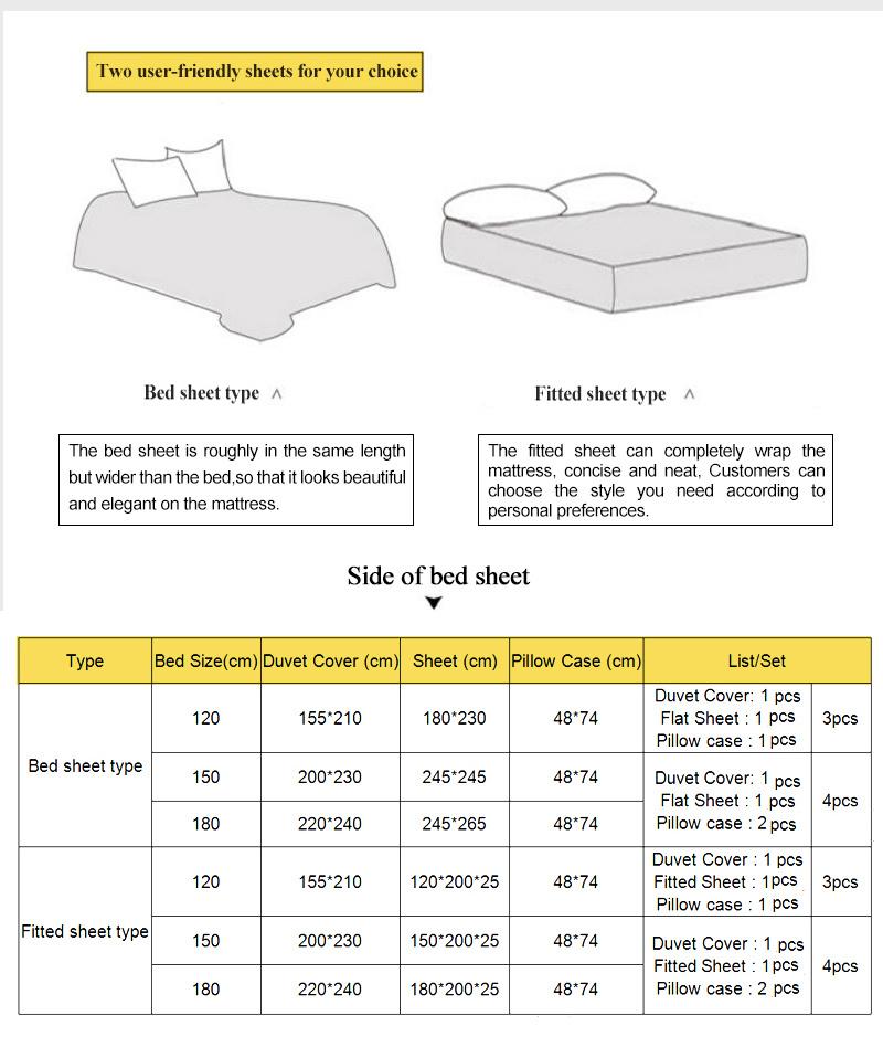 Home Decoration Good Quality Bedding Set Cotton Fabric Comfortable for 4PCS King Bed