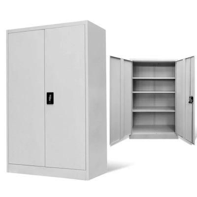 2 Door Middle Height Metal Storage Cupboard Filing Cabinet Grey with 3 Adjustable Shelf